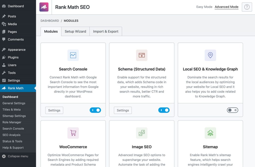 Rank Math SEO Plugin Interface